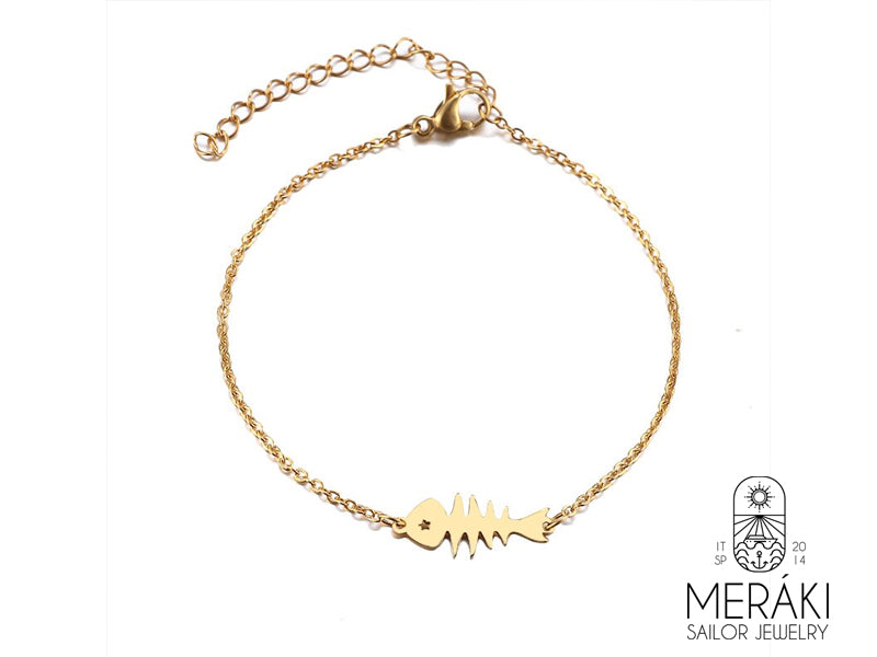 Stainless steel Meraki Fishbone Gold bracelet