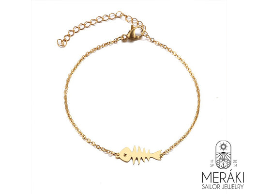 Stainless steel Meraki Fishbone Gold bracelet