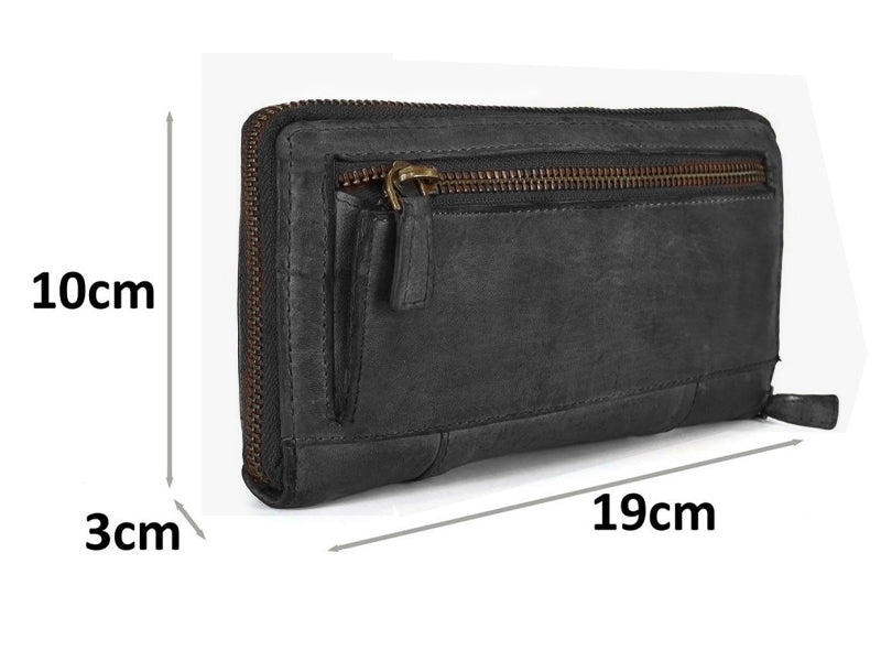 Portafoglio Origami da donna in vera pelle con borchie