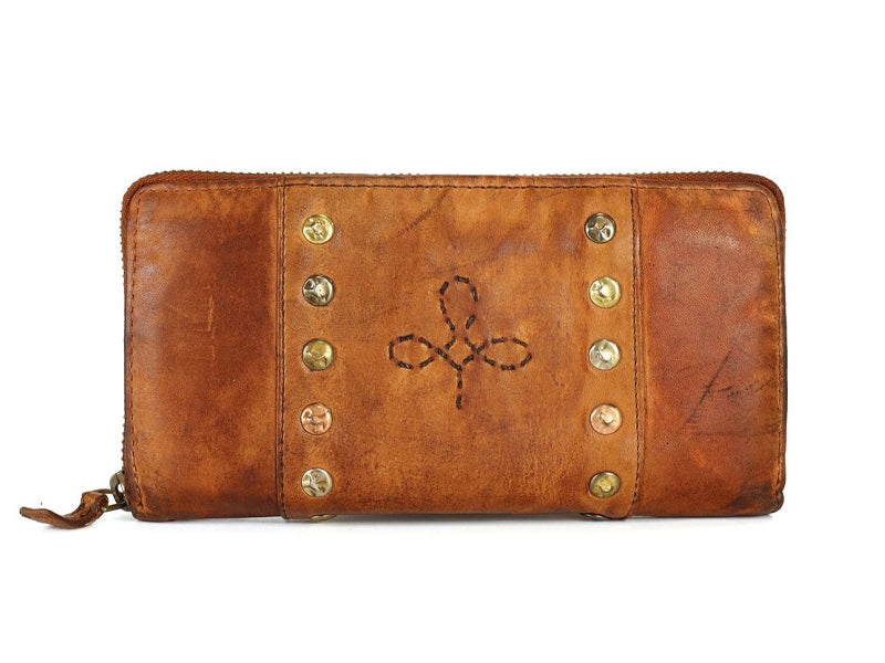 Portafoglio Origami da donna in vera pelle con borchie
