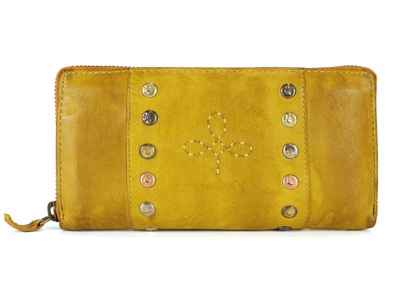 Portafoglio Origami da donna in vera pelle con borchie