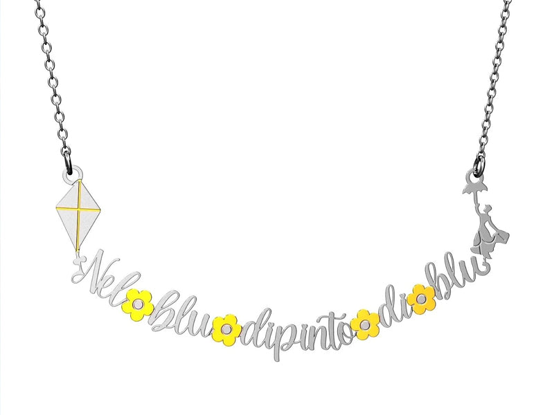 "Felice di stare lassù!"  Collana "Nel blu dipinto di blu" con Mary Poppins che vola insieme al magico aquilone.