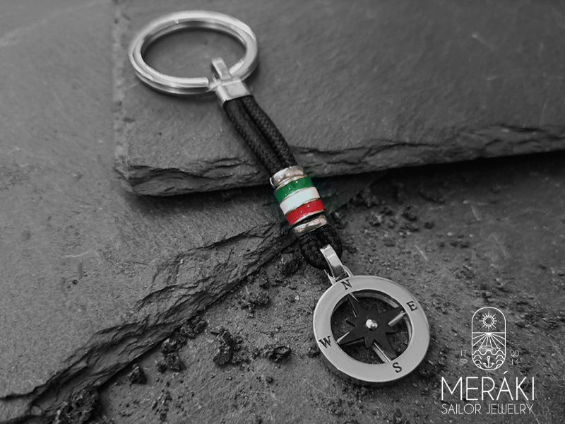 Portachiavi Kai cordino nautico con rosa dei venti