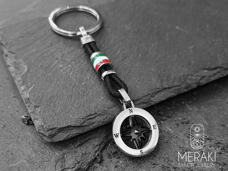 Portachiavi Kai cordino nautico con rosa dei venti