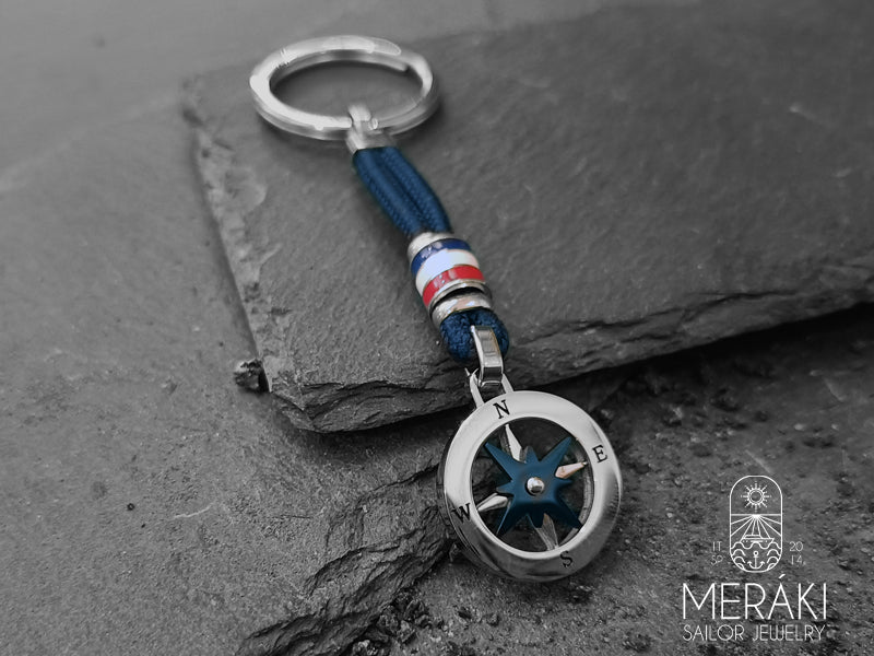 Portachiavi Kai cordino nautico con rosa dei venti